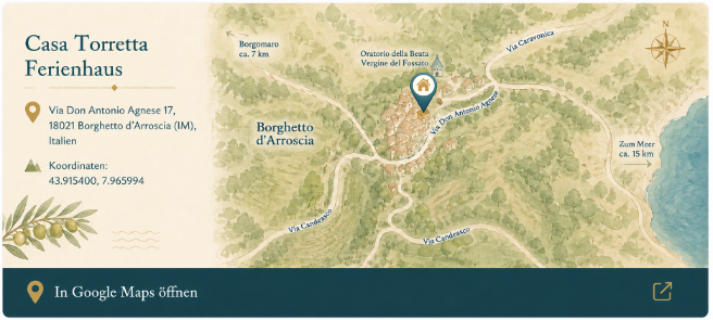 Route zur Casa Toretta über Google Maps